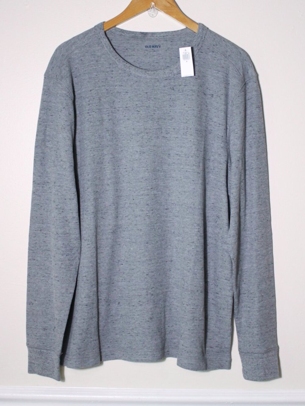 Old Navy Mens Crew Neck Waffle Knit Thermal T-Shirt Heather Gray XL